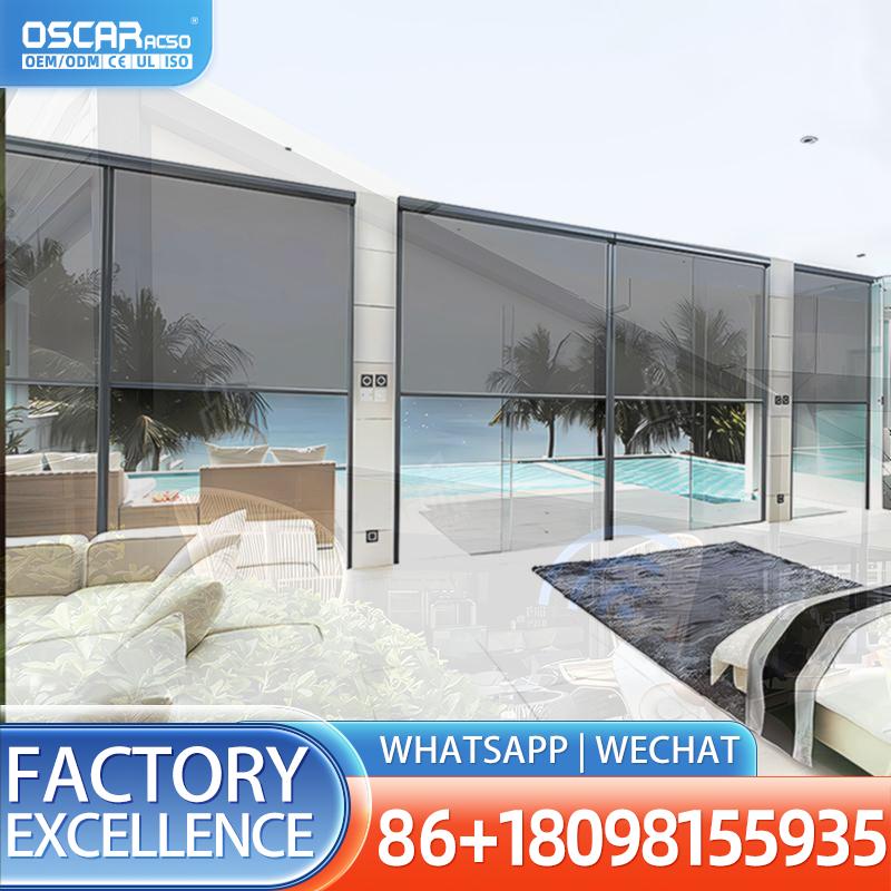 Outdoor Power Roller Shades - Persianas Verticales Eléctricas Enrollables, Resistentes al