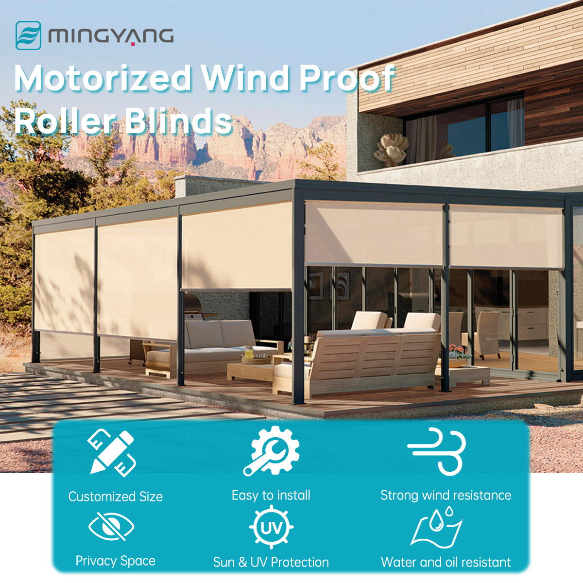 Persianas enrollables motoriza - Outdoor Power Roller Shades reseña y precio