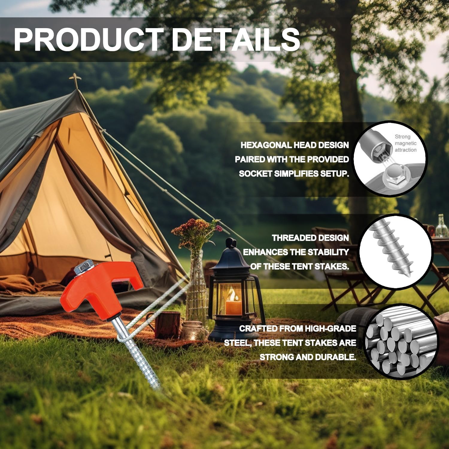 Estacas de tienda de campaña d - Outdoor Power Stake reseña y precio