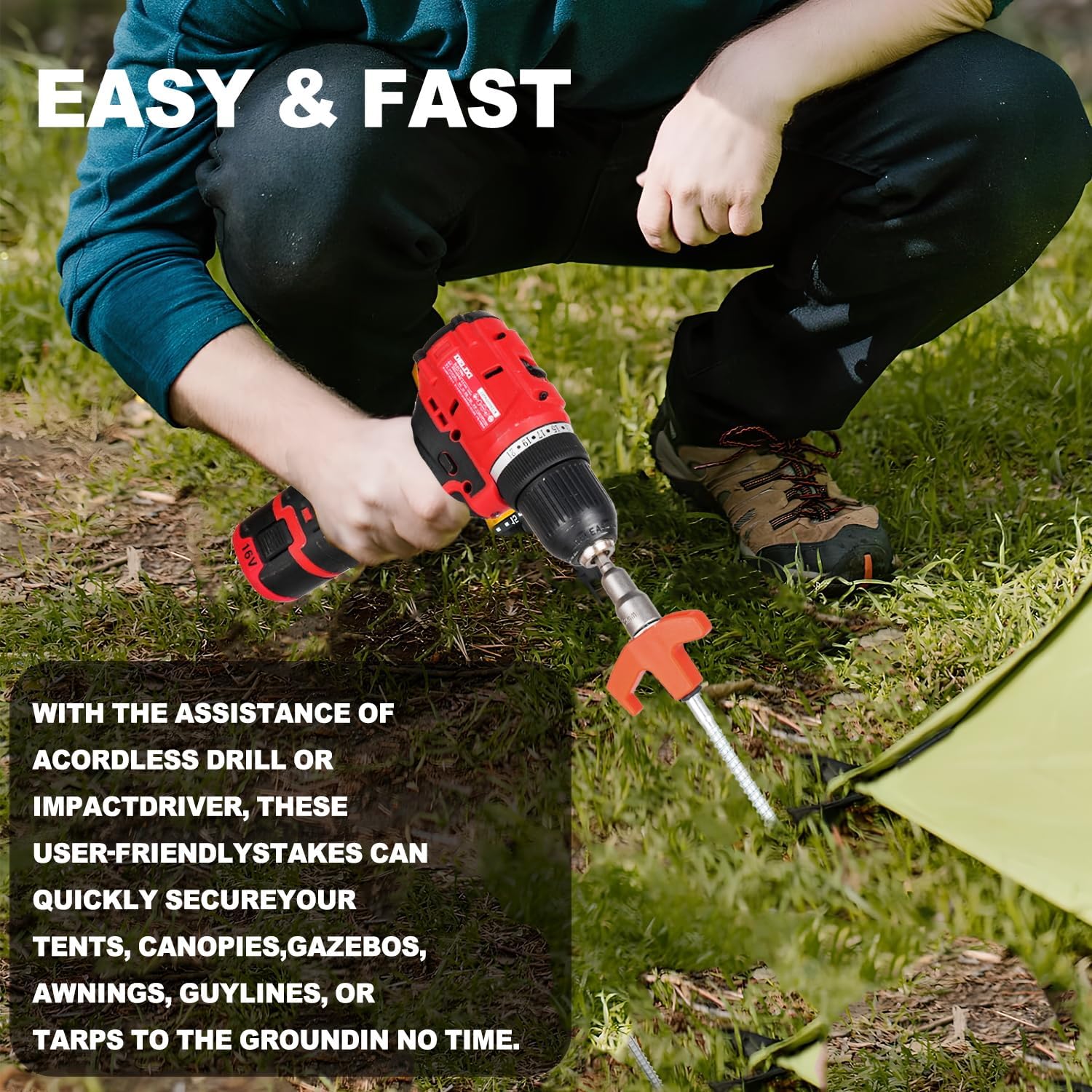 Estacas de tienda de campaña d - Outdoor Power Stake reseña y precio